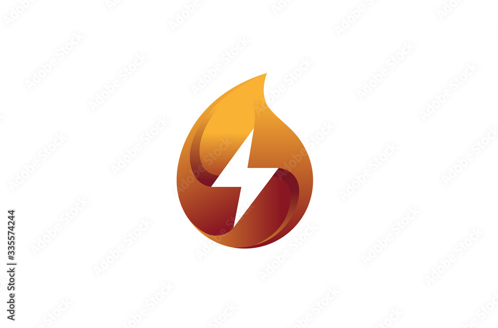 Creative Red Drop Thunder Logo Symbol Design Vector Illustration Creative Red Drop Thunder Logo Symbol Design Vector Illustration