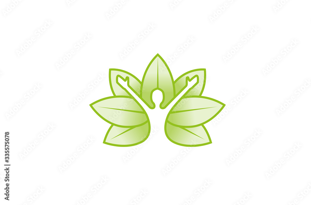 Creative Green Leaves Human Silhouette Logo Symbol Design Vector Illustration Creative Green Leaves Human Silhouette Logo Symbol Design Vector Illustration