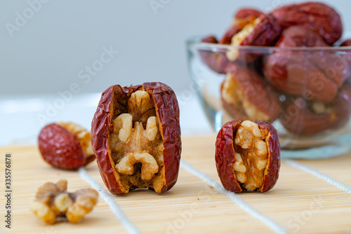 Dry red dates with walnuts