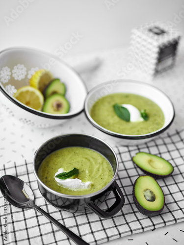 Refreshing avocado and herb cold soup