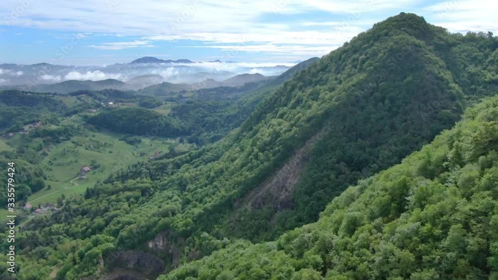 Beautiful Slovenia Mountain Landscape Above the Clouds, Aerial Drone Beautiful Slovenia Mountain Landscape Above the Clouds, Aerial Drone