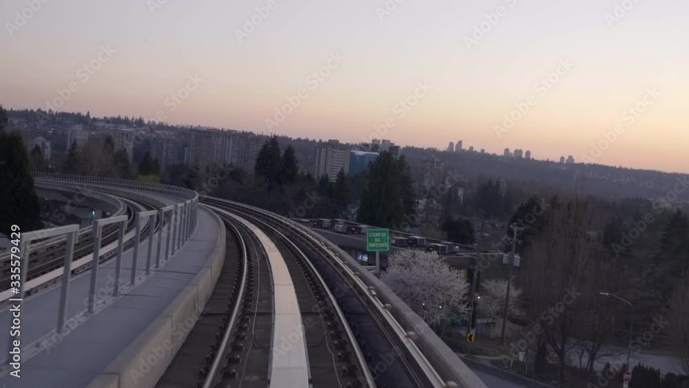 Taking a train ride through the peaceful city of Vancouver - wide rolling Taking a train ride through the peaceful city of Vancouver - wide rolling
