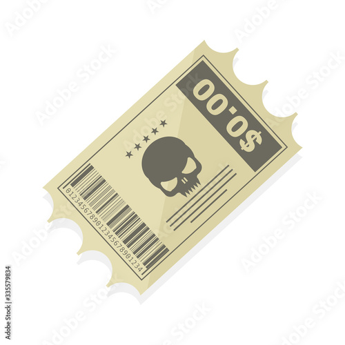 Horror movie ticket. Flat style. Isolated on white background. 