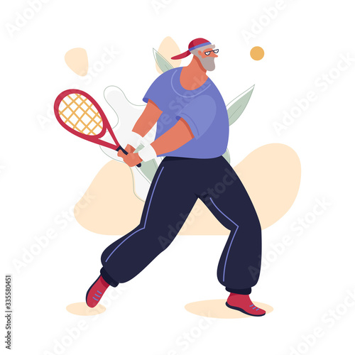 Elderly Man Playing Tennis
