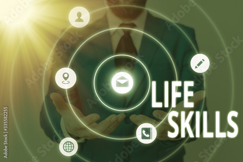 Text sign showing Life Skills. Business photo showcasing skill that is necessary for full participation in everyday life