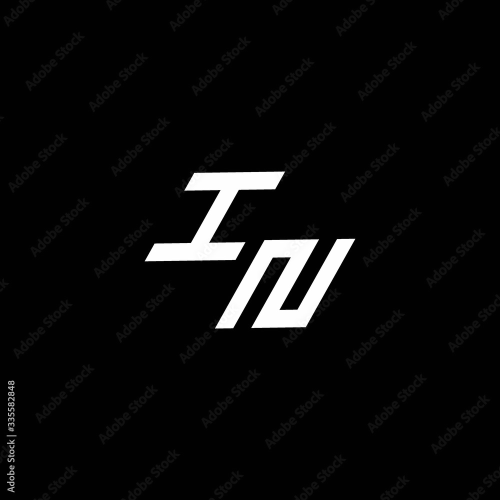 IN logo monogram with up to down style modern design template IN logo monogram with up to down style modern design template