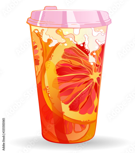 Vector sketch print orange Cocktail with you