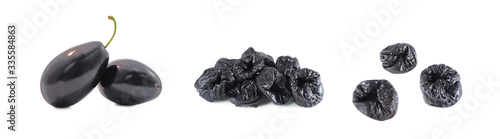 Wallpaper Mural Set of fresh plums and dried prunes isolated on white background       Torontodigital.ca