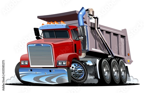 Vector Cartoon Dump Truck. Available EPS-10 vector format separated by groups and layers for easy edit