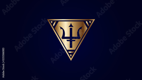 golden trident logo.logo is suitable for something luxurious and powerful