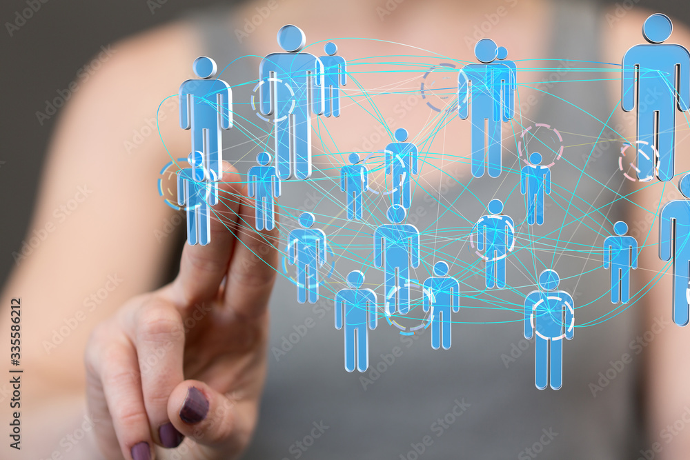 Business Man Hand Writing Social Network Business Man Hand Writing Social Network