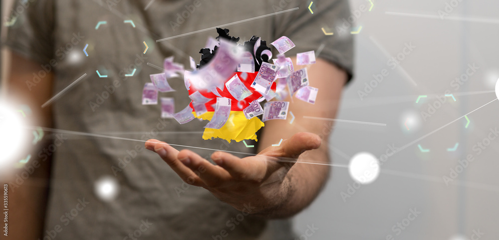 Abstract of germany map network, internet and global connection concept, Wire Frame 3D