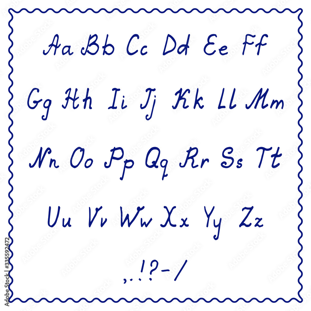 Handwritten English alphabet. Letters isolated on a light background, font for inscriptions Handwritten English alphabet. Letters isolated on a light background, font for inscriptions