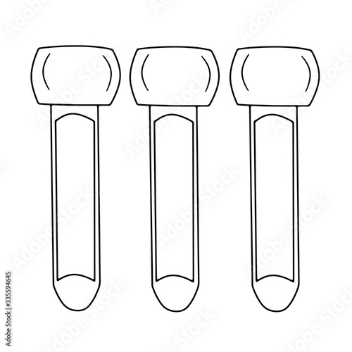 Set of medical vacuum tubes isolated on white background. Simple vector illustration in cartoon doodle style. Medical equipment for diagnostics coronavirus infection, vaccine investigation, science. photo