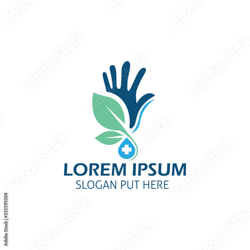 Hand sanitizer logo design. hand-wash drop logo. handcare liquid logo design template