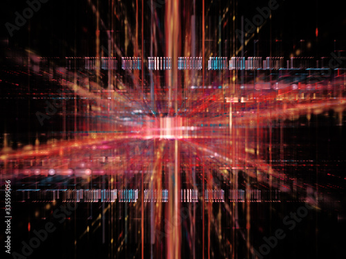Abstract red on black background element. Fractal graphics 3d illustration. Glitch effect. © Digital art
