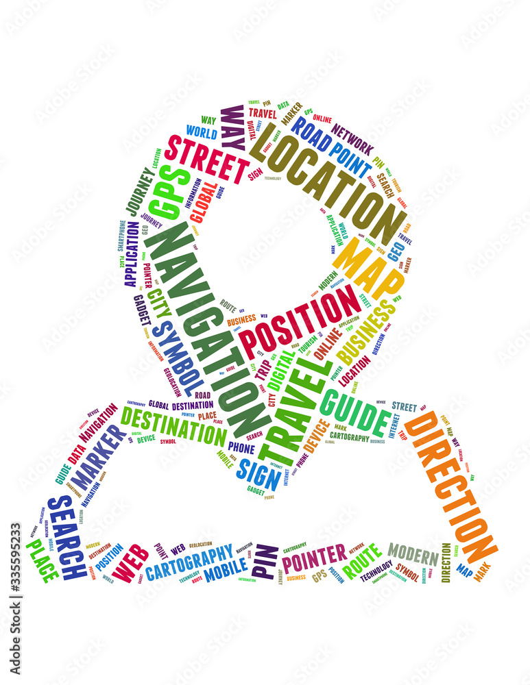 Fototapeta premium Location pointer and map shape cloud concept