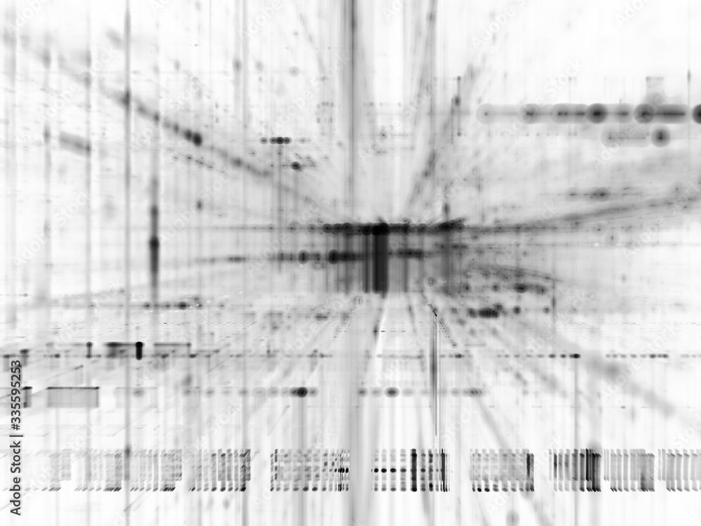 Fototapeta premium Abstract black and white background element. Fractal graphics 3d illustration. Science or technology concept.