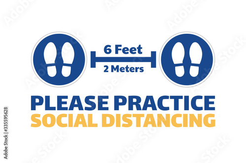 Social distancing sign. COVID-19 coronavirus prevention. Template for background, banner, poster with text inscription. Vector EPS10 illustration.