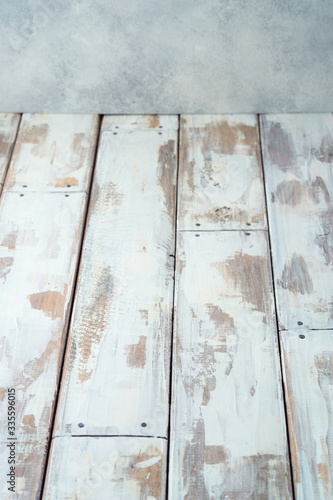 Empty wooden table. Kitchen, cooking or baking mock up background for design.