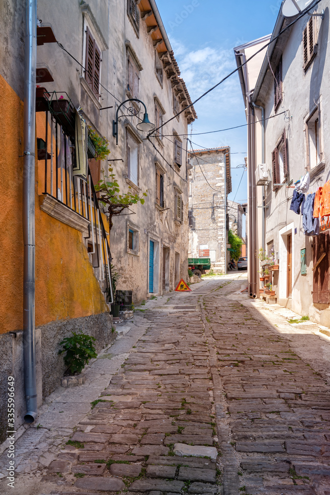 A narrow streets of the picturesque village Buje, Istria, Croatia