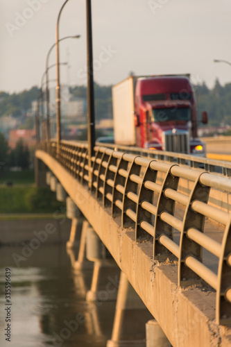 Semi Truck on Bridge photo