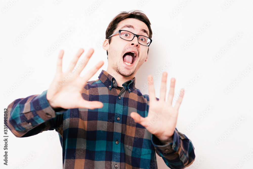 The man is afraid of fear The man is afraid of fear