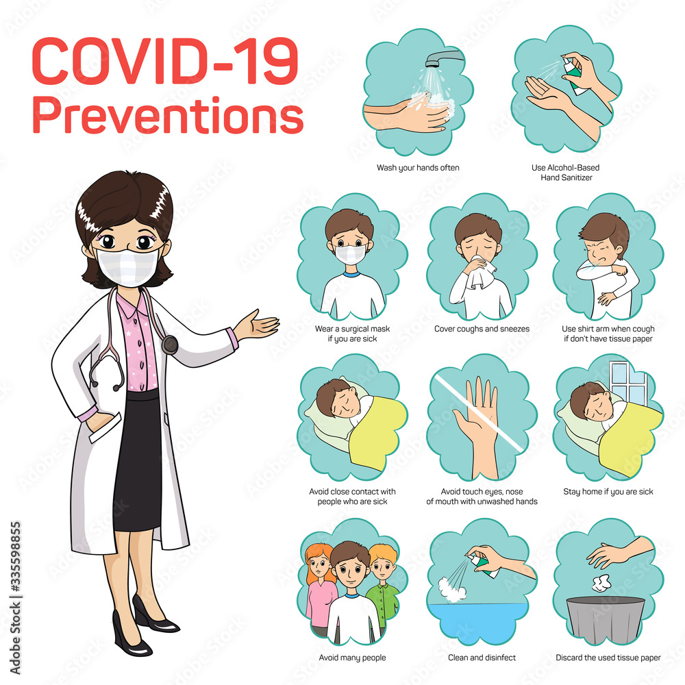 Covid-19 coronavirus vector infographics. Infection preventions. Wash your hands. Medicine illustration with virus. Covid-19 coronavirus vector infographics. Infection preventions. Wash your hands. Medicine illustration with virus.