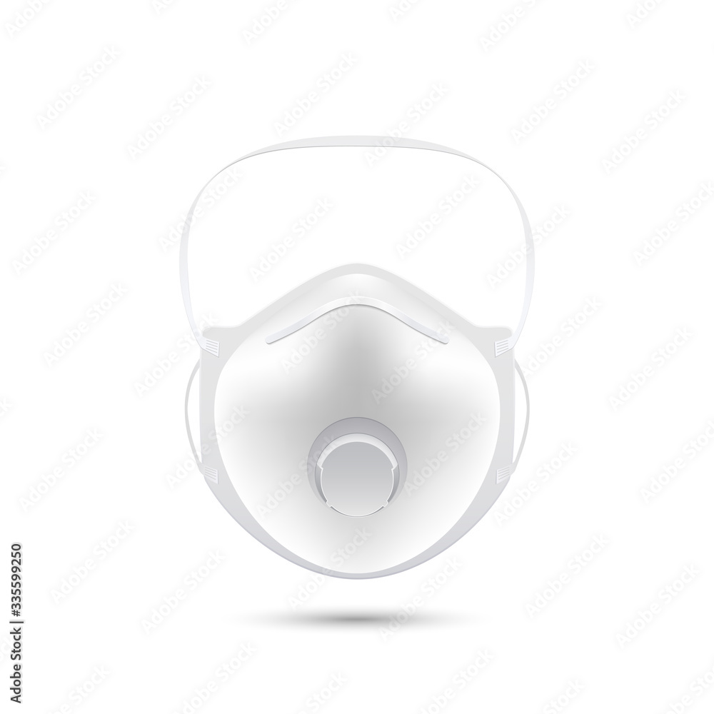 Safety breathing mask N95. Medical respiratory mask isolated on white background. Vector illustration Safety breathing mask N95. Medical respiratory mask isolated on white background. Vector illustration