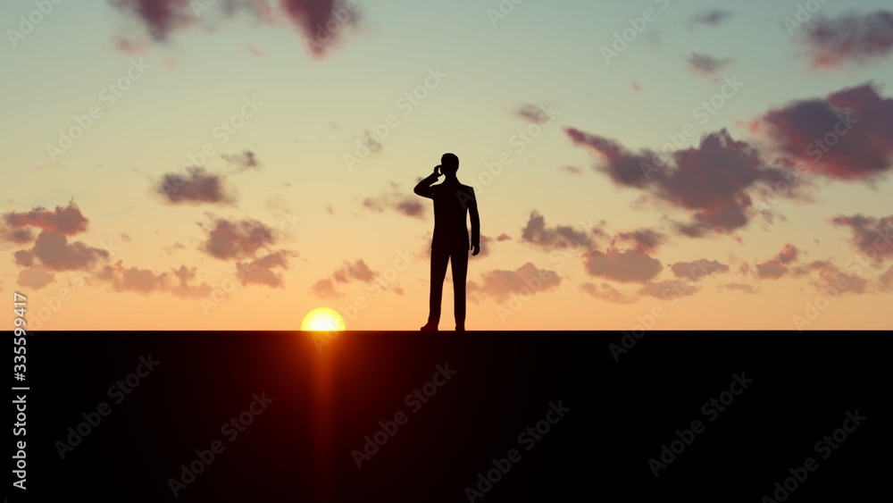People at Sunset 3D Rendering