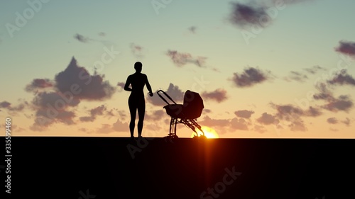 People at Sunset 3D Rendering