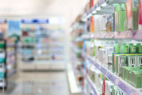 Photo blur abstract bokeh mall background, interior concept