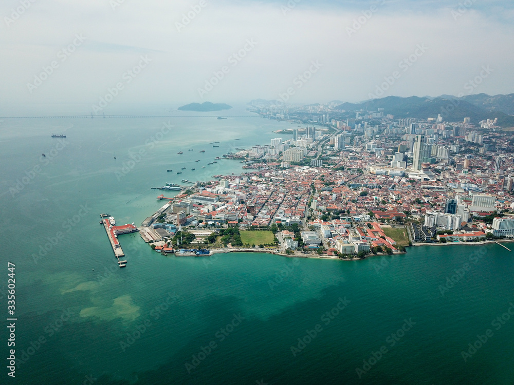 Aerial view of Georgetown, Pulau Pinang.