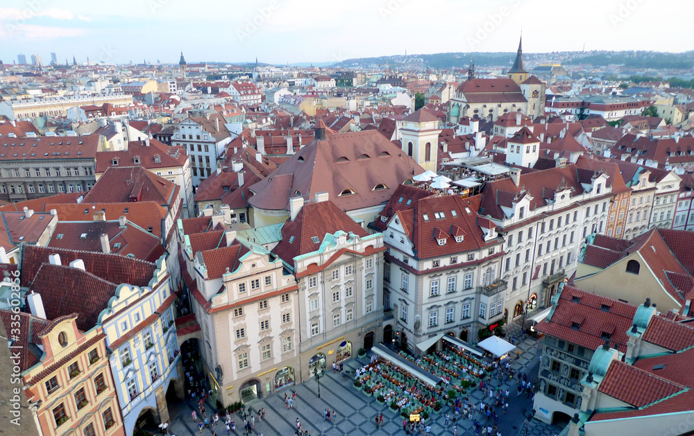 Eastern Europe Czech Republic Prague Street Old Town Downtown Clock Tower Bohemia Baroque Gothic Renaissance Architecture Middle Ages Houses