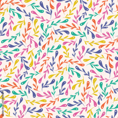 Colourful swirls seamless repeat vector pattern. Great for paper products and stationery such as invitations, notebooks and party items. Would be great for gift and home ware products such as bedding