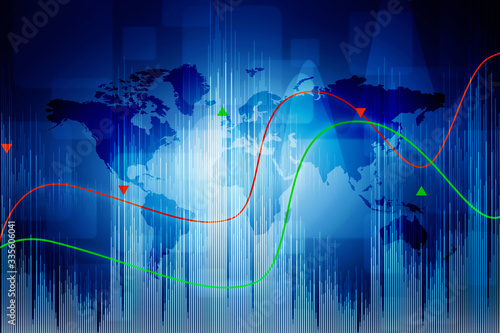 2d rendering Stock market online business concept. business Graph 