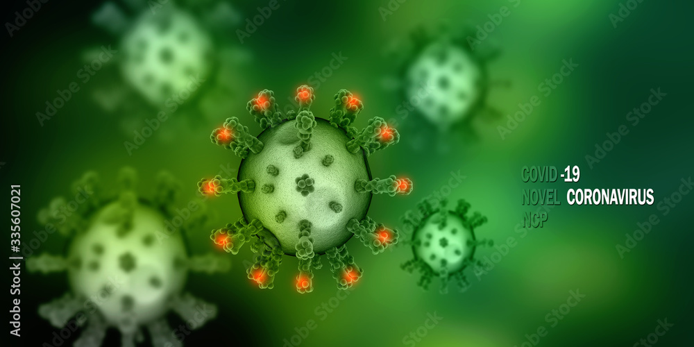 3d render Corona virus disease COVID-19. Microscopic view of a infectious virus 3d render Corona virus disease COVID-19. Microscopic view of a infectious virus