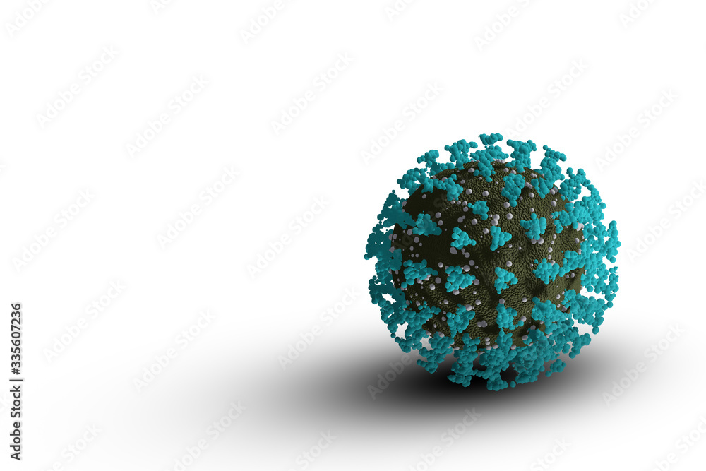 Coronavirus 2019-nCoV 3D rendering model. Microscopic view of a infectious virus. Coronavirus 2019-nCoV 3D rendering model. Microscopic view of a infectious virus.