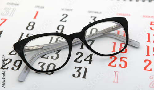 glasses are on the calendar