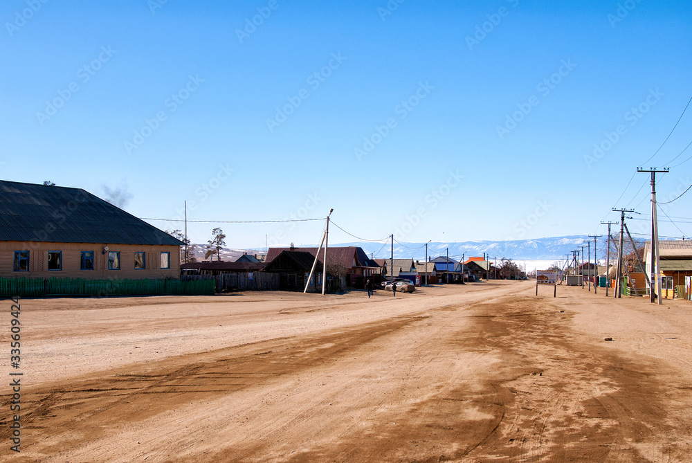 The Central street of the village Khuzhir on Olkhon island The Central street of the village Khuzhir on Olkhon island