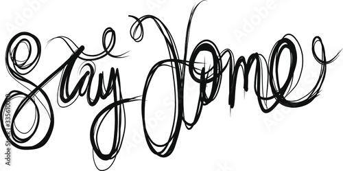 stay home #stayhome vector illustration Covid-19 Coronavirus scribble text