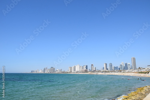 Famous Tel Aviv Coastline from the shore in Jaffa