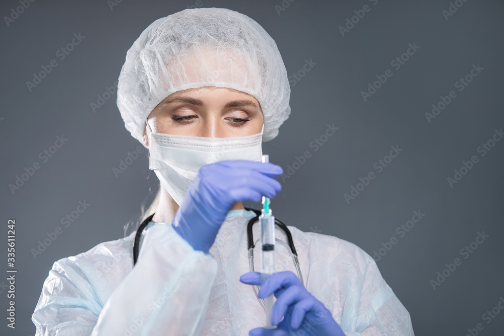 Syringe with medicine in good hands. Syringe with medicine in good hands.