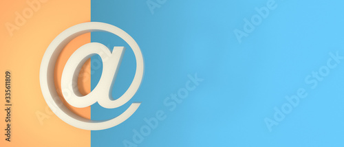 Email sign on wall background, banner, copy space. 3d illustration