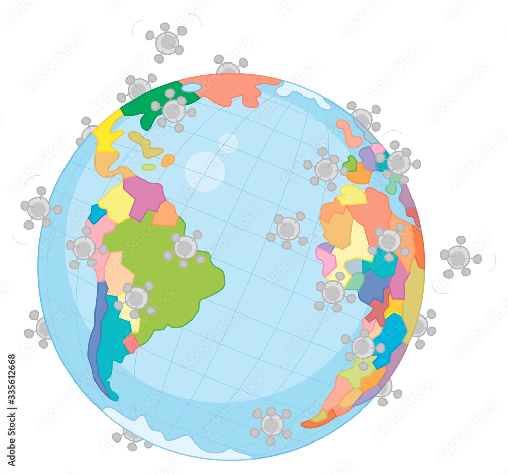 Naklejka premium Global virus pandemic disease, vector cartoon illustration on a white background