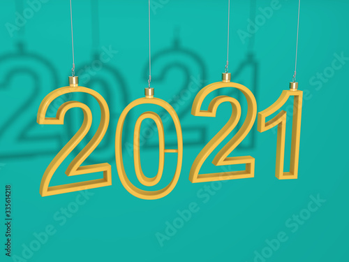 New Year 2021 Creative Design Concept - 3D Rendered Image	
 photo