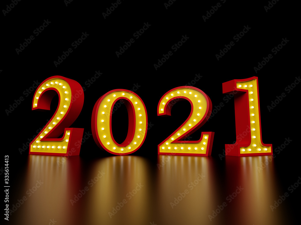 New Year 2021 with neon lights Creative Design Concept - 3D Rendered Image New Year 2021 with neon lights Creative Design Concept - 3D Rendered Image