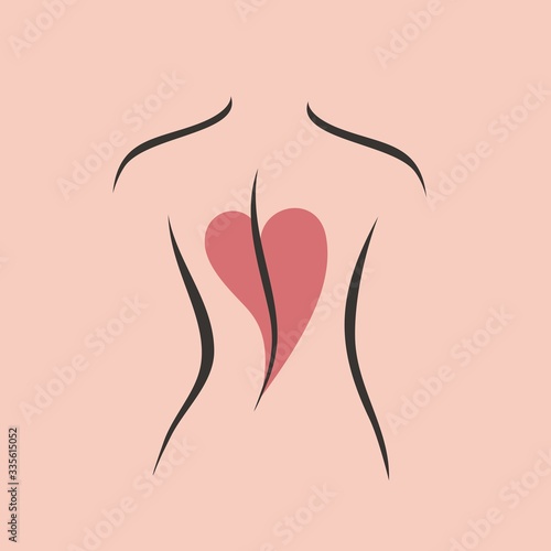 Silhouette of a girl's back with a line