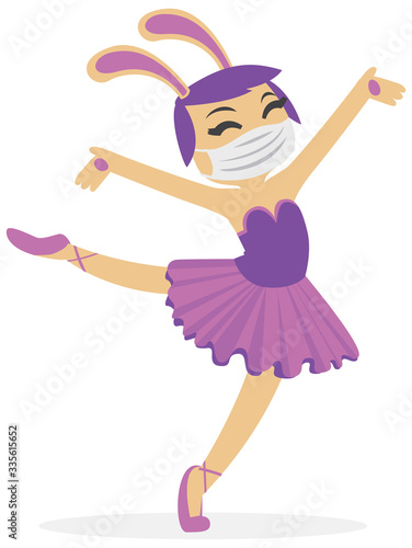 Bunny Ballerina Dancing and Wearing a Mask (ID: 335615652)
