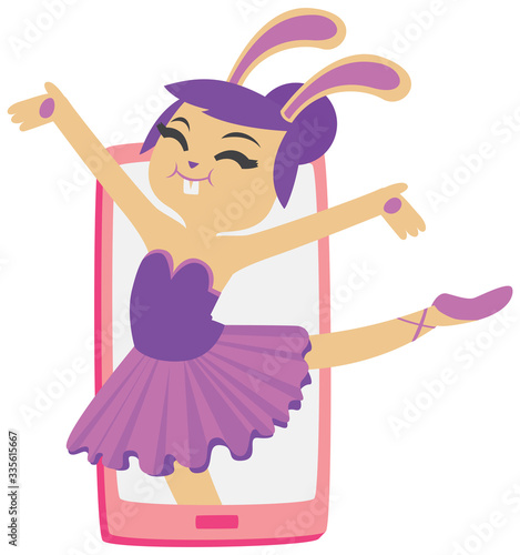Bunny Ballerina dancing in a Phone (ID: 335615667)